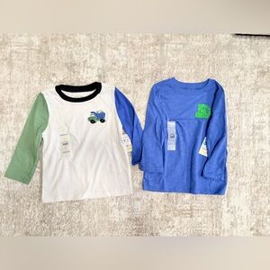 Garanimals Green and Blue Kids Long Sleeve Soft Touch Fabric Shirts size 2T-NWT